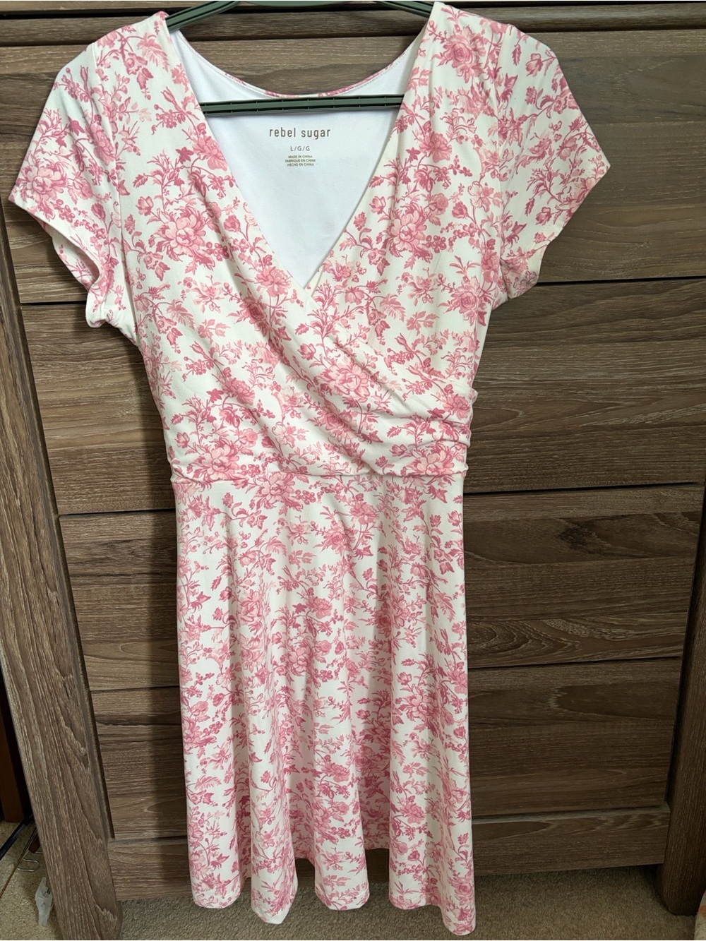 Rebel Sugar Cream and Pink Floral Wrap-Style Dress